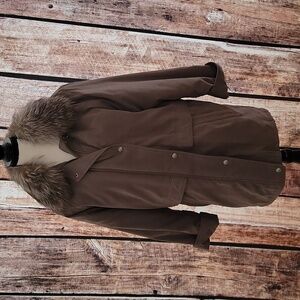 Warm Long Fur Bernardo Size Small Khaki Green Coat